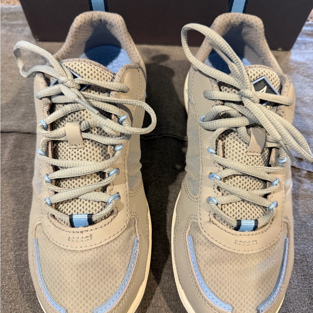 Light Gray Sperrys with Pale Blue Accents